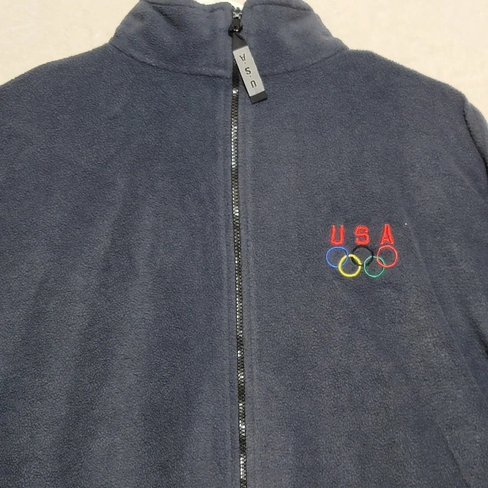 Team USA Men's‎ Jacket Sz XXL Dark Blue Fleece Long Sleeve Olympic